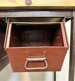 Pamono Industrial Worktable with Three Iron Drawers, 1960s Best