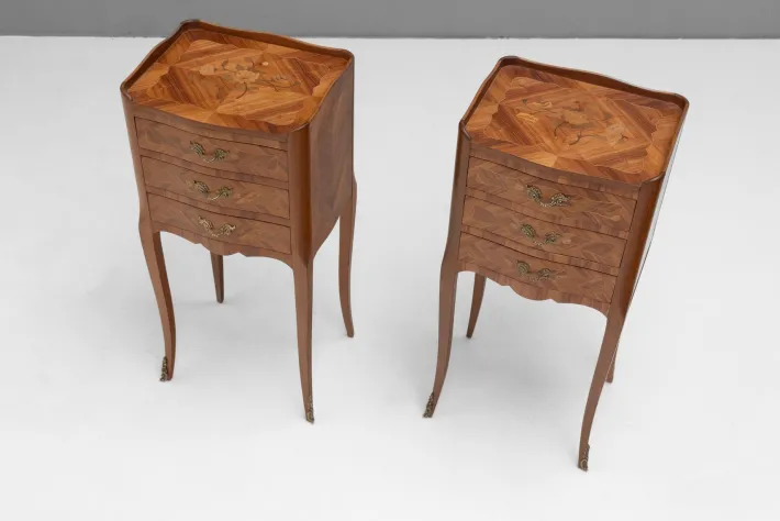 Pamono Inlaid Bedside Tables, 1950s, Set of 2 Outlet