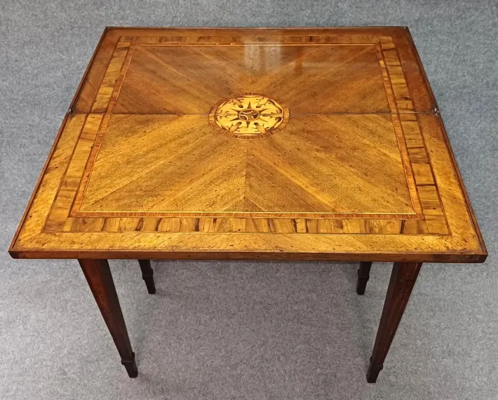 Pamono Inlaid Wood Folding Game Table, 18th Century