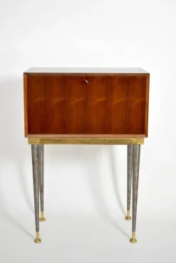 Pamono Iron and Brass Travel Writing Table Cabinet, 1960s Clearance