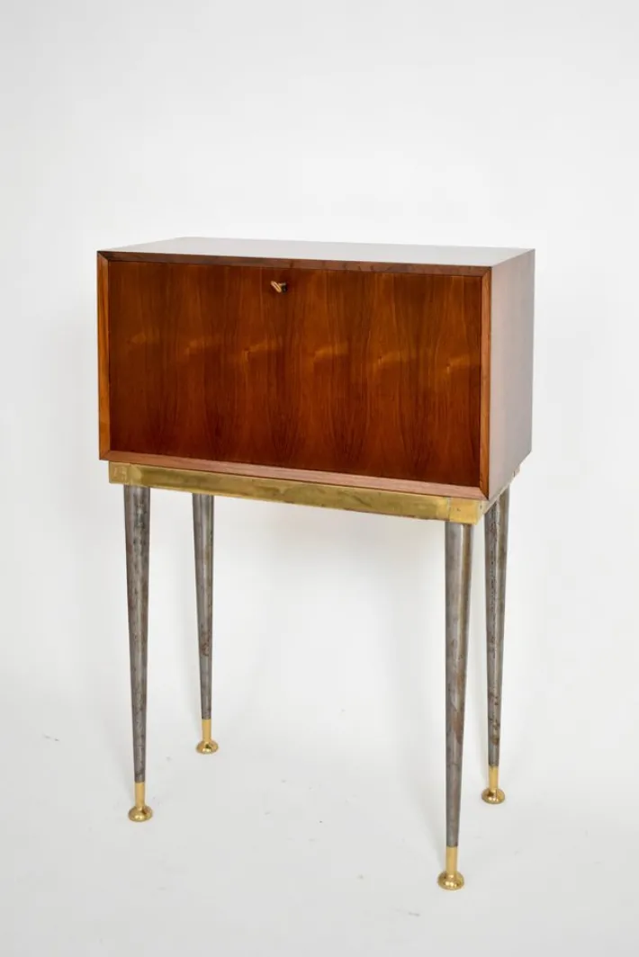 Pamono Iron and Brass Travel Writing Table Cabinet, 1960s Clearance