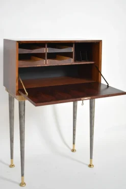 Pamono Iron and Brass Travel Writing Table Cabinet, 1960s Clearance