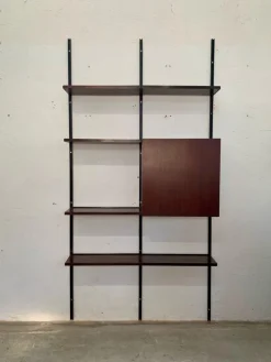 Pamono Iron and Wood Wall Bookcase by Osvaldo Borsani for Tecno, 1960s New