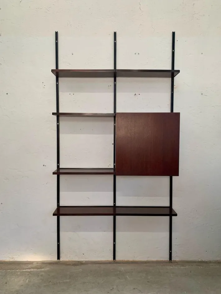Pamono Iron and Wood Wall Bookcase by Osvaldo Borsani for Tecno, 1960s New
