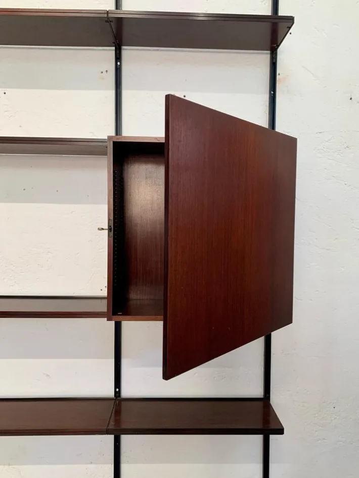 Pamono Iron and Wood Wall Bookcase by Osvaldo Borsani for Tecno, 1960s New