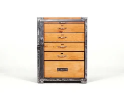 Pamono Iron and Wood Workbench with Drawers, 1950s Sale