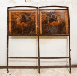 Pamono Iron Double Bed with Hand-Painted Metal Head Discount