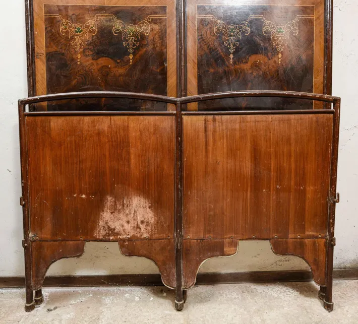 Pamono Iron Double Bed with Hand-Painted Metal Head Discount