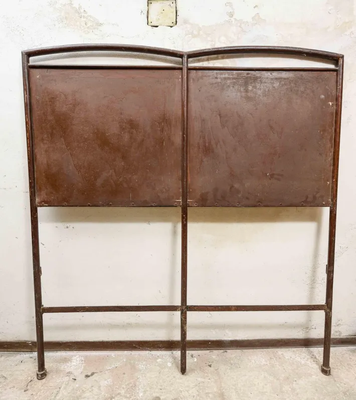 Pamono Iron Double Bed with Hand-Painted Metal Head Discount