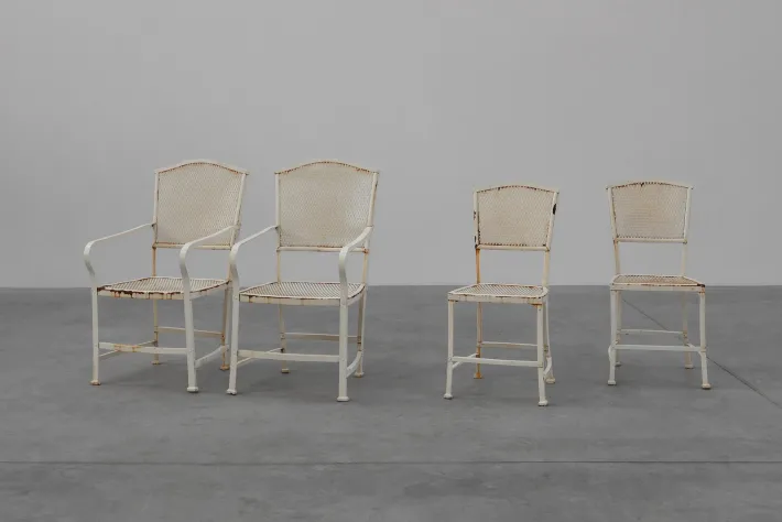 Pamono Iron Garden Chairs by Gustave Serrurier-Bovy for Serrurier et Cie, 1903, Set of 4