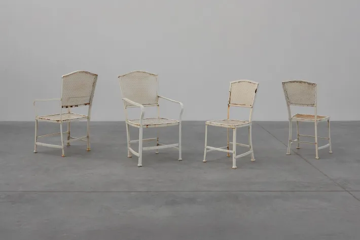 Pamono Iron Garden Chairs by Gustave Serrurier-Bovy for Serrurier et Cie, 1903, Set of 4