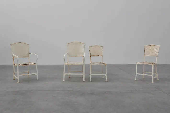 Pamono Iron Garden Chairs by Gustave Serrurier-Bovy for Serrurier et Cie, 1903, Set of 4