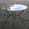 Pamono Iron Outdoor Table with Round Glass Top, 1990s Sale