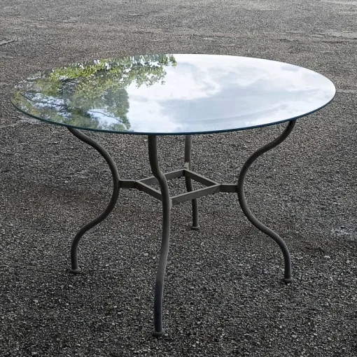 Pamono Iron Outdoor Table with Round Glass Top, 1990s Sale