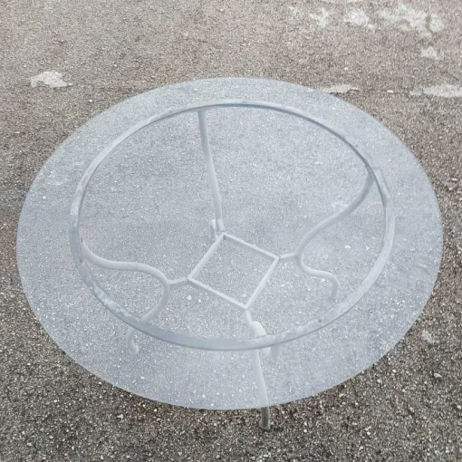 Pamono Iron Outdoor Table with Round Glass Top, 1990s Sale