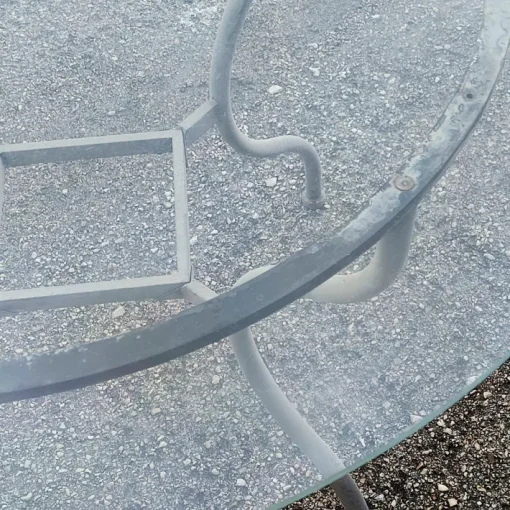 Pamono Iron Outdoor Table with Round Glass Top, 1990s Sale