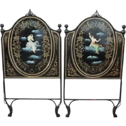 Pamono Iron Single Beds with Hand Painted Decorations, Set of 2 Best