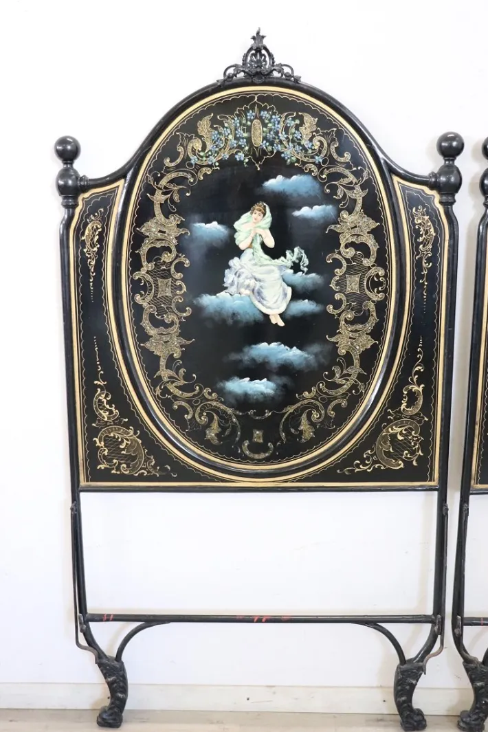 Pamono Iron Single Beds with Hand Painted Decorations, Set of 2 Best