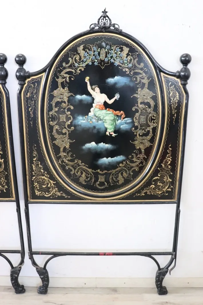 Pamono Iron Single Beds with Hand Painted Decorations, Set of 2 Best