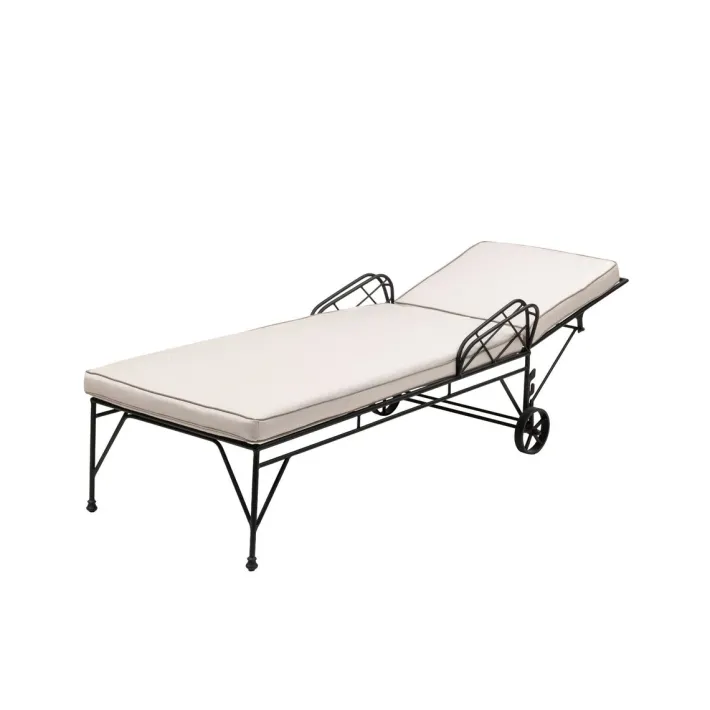 Pamono Iron Sun Lounger with Outdoor Fabric Cushions by Il Bronzetto Clearance