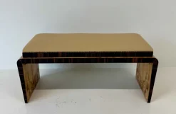 Pamono Italian Art Deco Bench in Olive Ash Burl and Macassar with Faux Leather Seat, 1940s Best