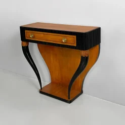 Pamono Italian Art Deco Console Table in Grissinato Black Wood, 1930s New
