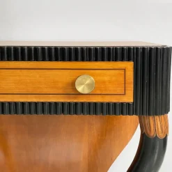 Pamono Italian Art Deco Console Table in Grissinato Black Wood, 1930s New