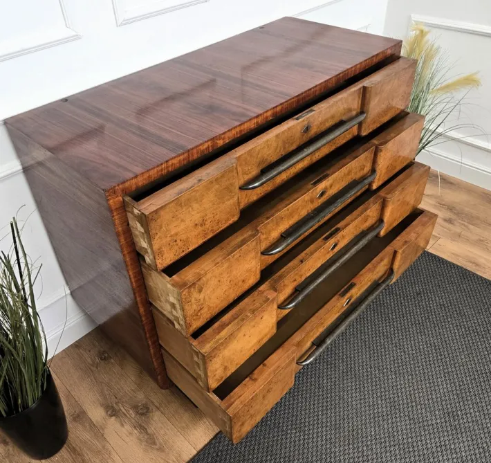 Pamono Italian Art Deco Style Burl Wood and Bronze Chest of Drawers by Paolo Buffa, 1940s Discount