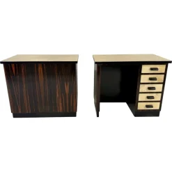 Pamono Italian Art Deco Twin Desks in Macassar and Parchment, 1940s, Set of 2 Discount