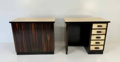 Pamono Italian Art Deco Twin Desks in Macassar and Parchment, 1940s, Set of 2 Discount