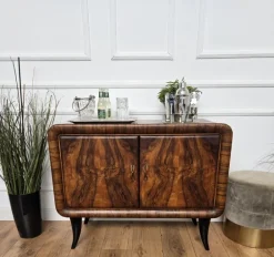 Pamono Italian Art Deco Walnut Burl and Mirror Mosaic Dry Bar Cabinet by Paolo Buffa, 1940s Outlet