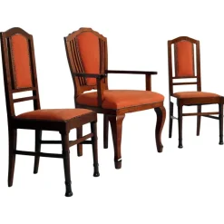 Pamono Italian Art Deco Walnut Chairs, 1930s, Set of 3