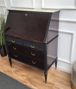 Pamono Italian Art Deco Walnut Marble Slant Front Secretary, 1960s