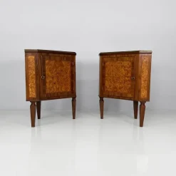 Pamono Italian Art Deco Wood Corner Consoles with Black Marble Tops, 1940s, Set of 2 Online