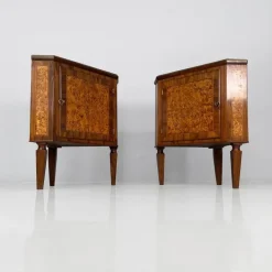Pamono Italian Art Deco Wood Corner Consoles with Black Marble Tops, 1940s, Set of 2 Online