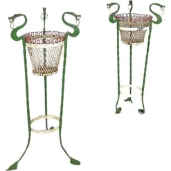 Pamono Italian Art Nouveau White Green Wrought Iron Vase Holders with Dragons, 1900s, Set of 2 Hot