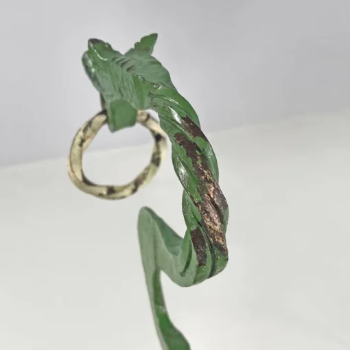 Pamono Italian Art Nouveau White Green Wrought Iron Vase Holders with Dragons, 1900s, Set of 2 Hot