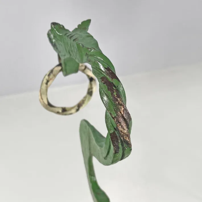 Pamono Italian Art Nouveau White Green Wrought Iron Vase Holders with Dragons, 1900s, Set of 2 Hot