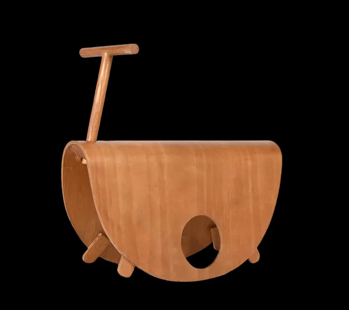 Pamono Italian Astolfo Curved Plywood Children's Rocking Chair by Peppe de Giuli for Design M, 1979 Best