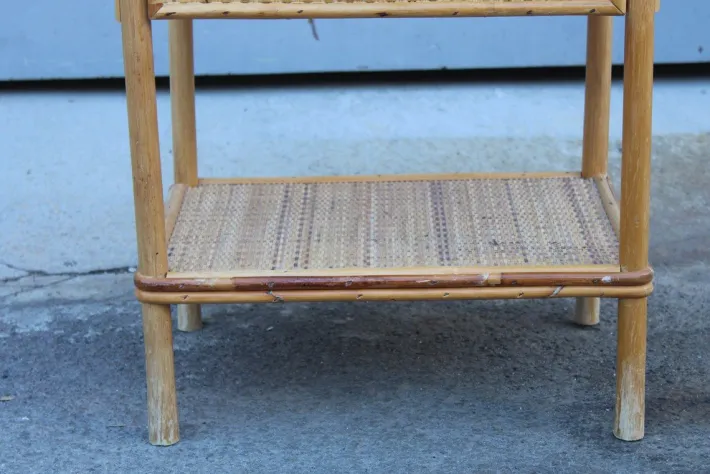 Pamono Italian Bamboo and Rattan Nightstand, 1950s Clearance