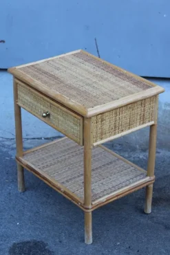 Pamono Italian Bamboo and Rattan Nightstand, 1950s Clearance