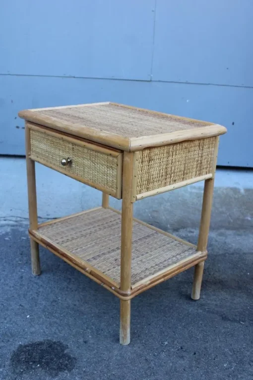 Pamono Italian Bamboo and Rattan Nightstand, 1950s Clearance