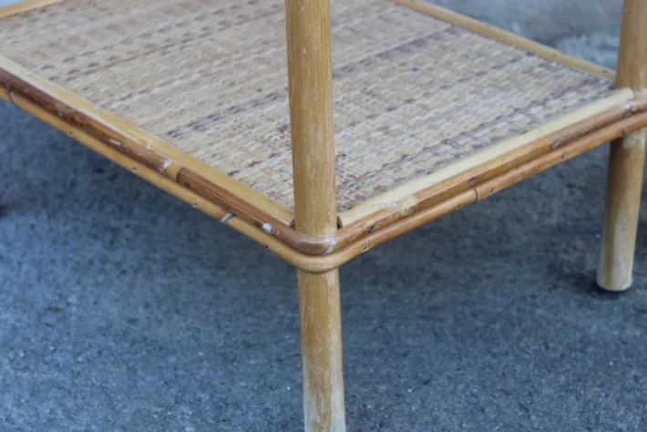 Pamono Italian Bamboo and Rattan Nightstand, 1950s Clearance
