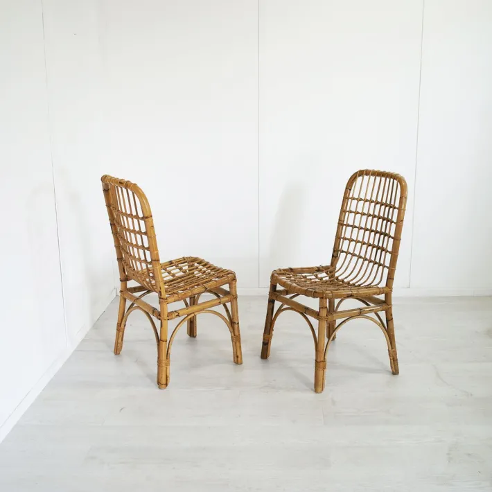 Pamono Italian Bamboo Chairs in the style of Albini, 1960s, Set of 4 Sale