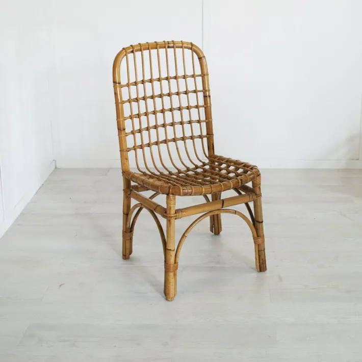 Pamono Italian Bamboo Chairs in the style of Albini, 1960s, Set of 4 Sale