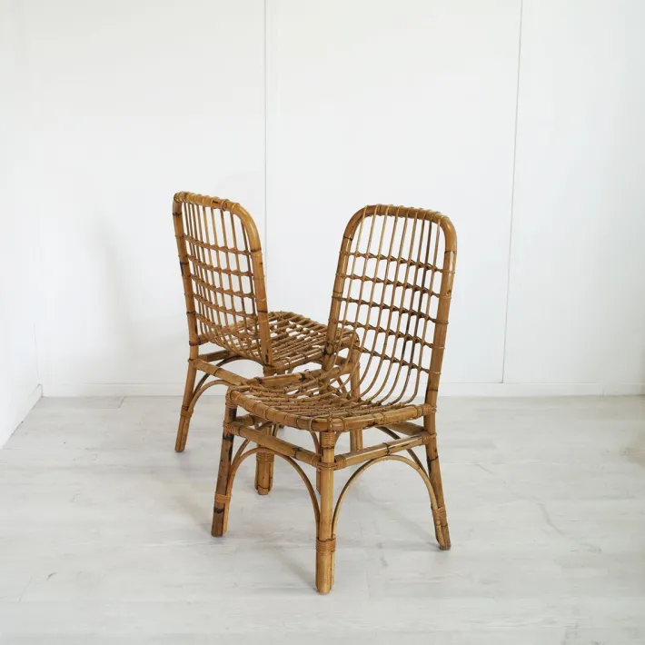Pamono Italian Bamboo Chairs in the style of Albini, 1960s, Set of 4 Sale