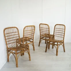 Pamono Italian Bamboo Chairs in the style of Albini, 1960s, Set of 4 Sale