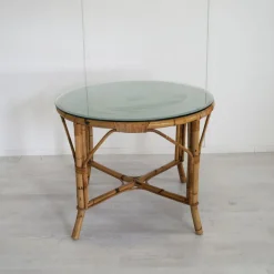 Pamono Italian Bamboo Table with Glass Top, 1960s Discount