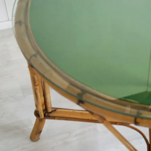 Pamono Italian Bamboo Table with Glass Top, 1960s Discount