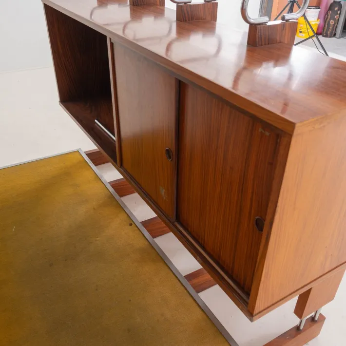 Pamono Italian Bar Unit with Stools, 1970s, Set of 3